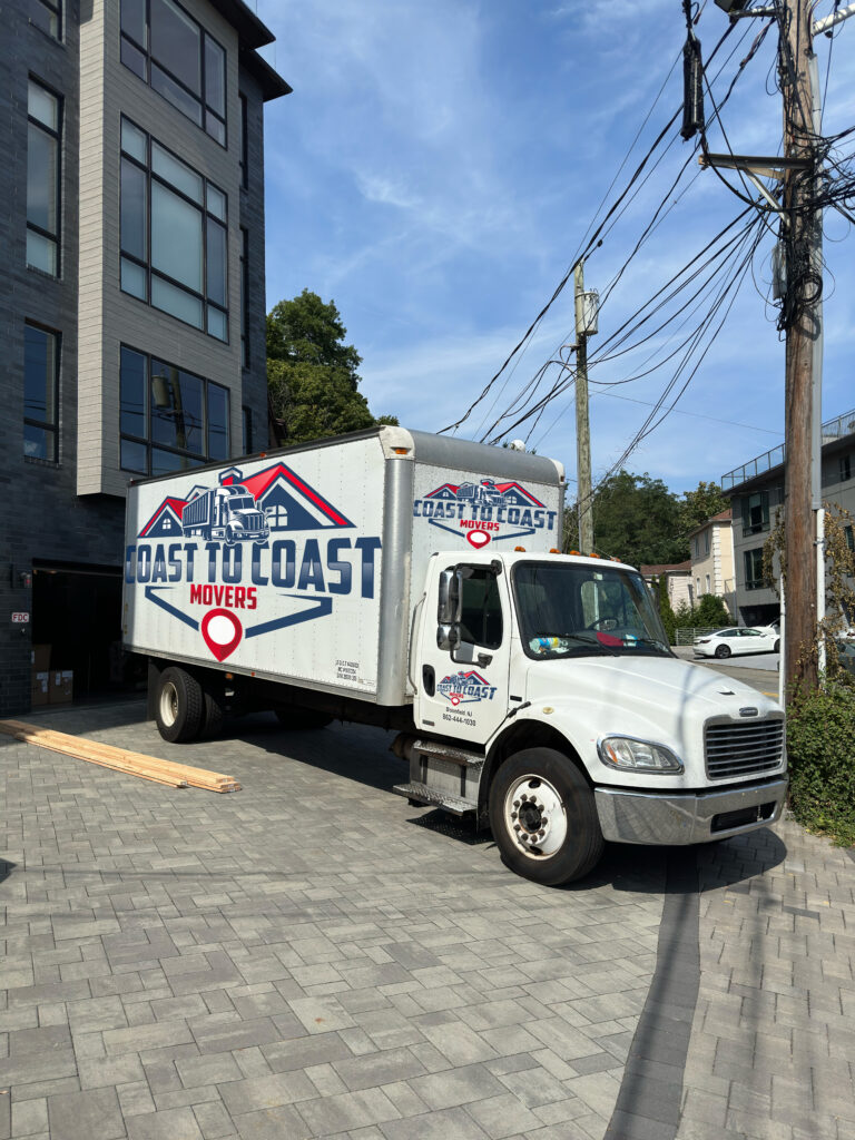 Moving company truck doing a long distance move in New Jersey